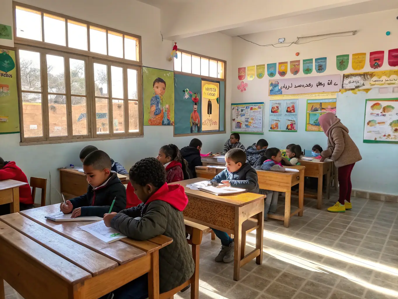 A classroom setting where L AZEROTTE educators are teaching children about local ecosystems and the importance of biodiversity.
