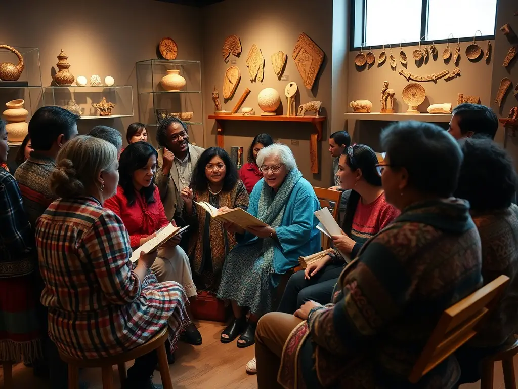 A photograph of community members participating in a cultural heritage preservation workshop organized by L AZEROTTE.