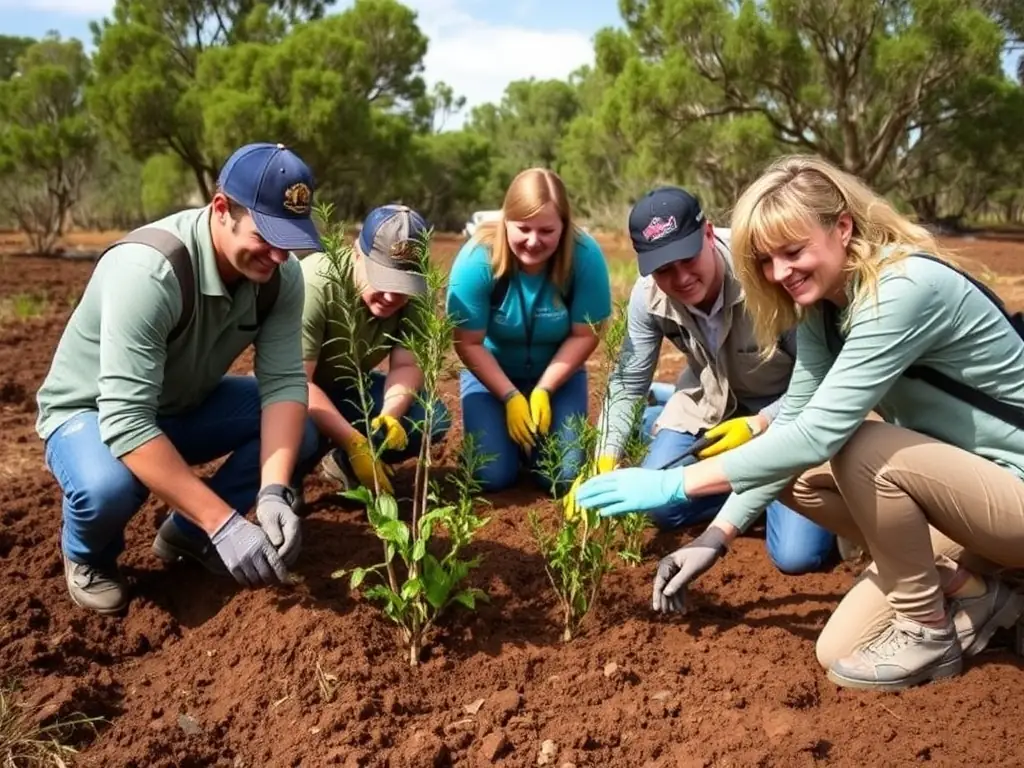 A group of volunteers planting trees in a local park, symbolizing L AZEROTTE's commitment to environmental conservation and community engagement.